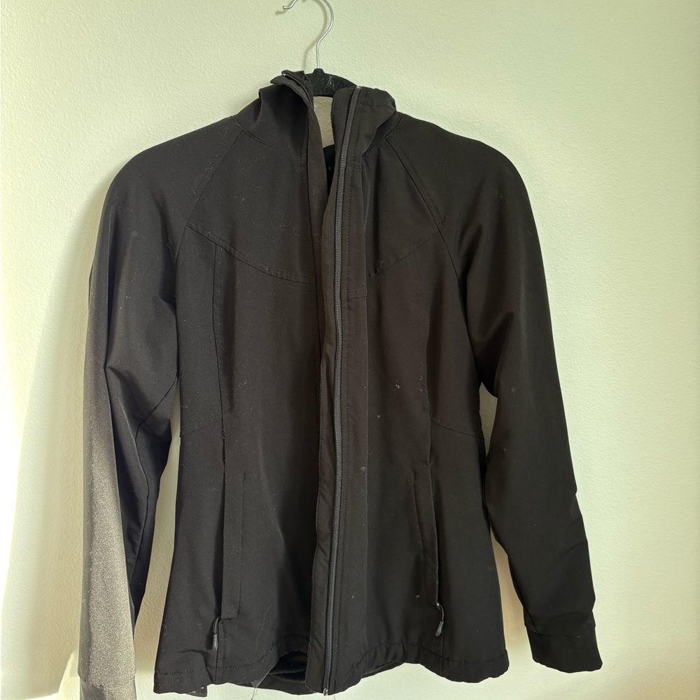 Signature Black Fleece Windbreaker Jacket Hooded